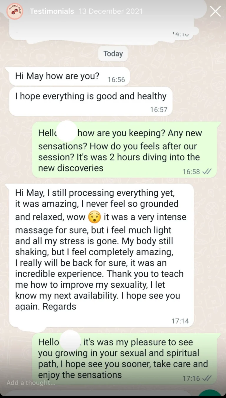 Tantra Massage May Gonzalez Testimonial