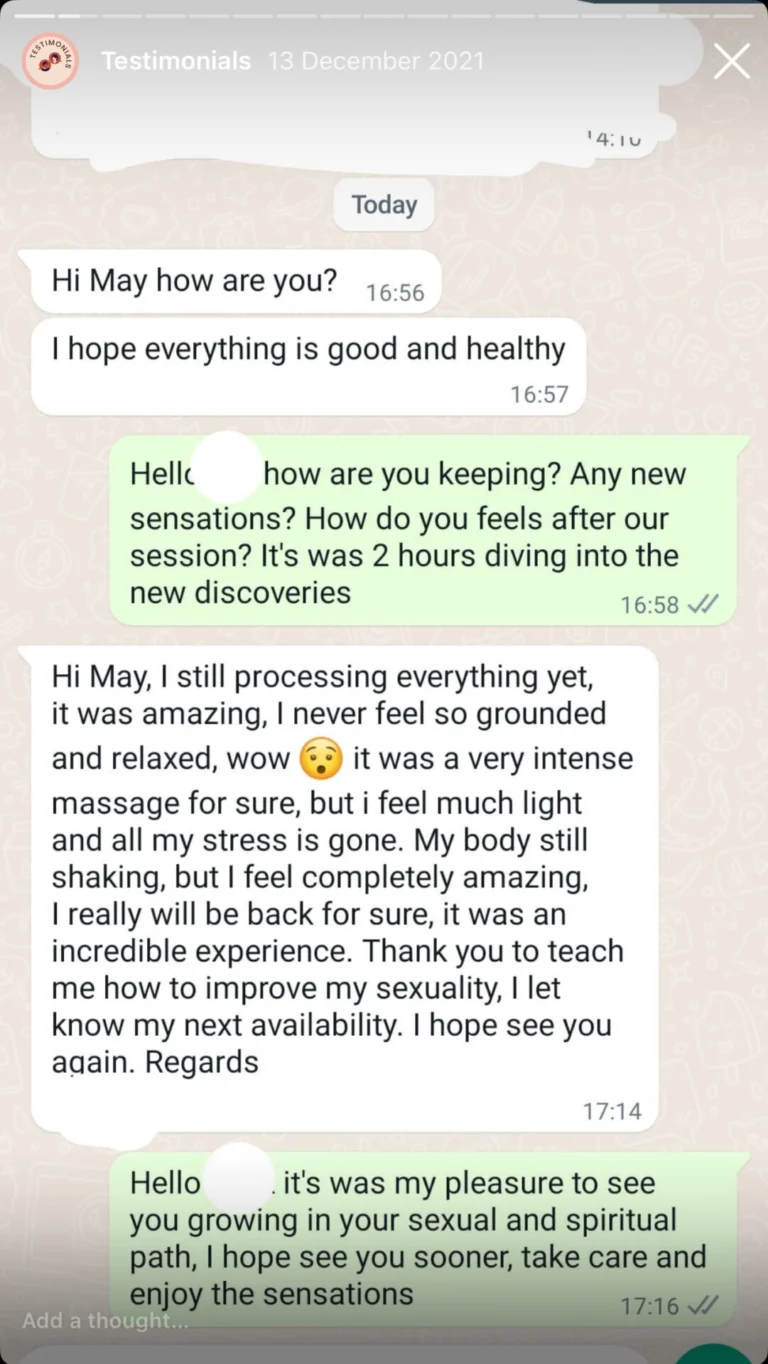 Tantra Massage May Gonzalez Testimonial