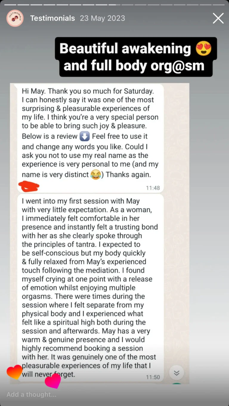 Tantra Massage May Gonzalez Testimonial