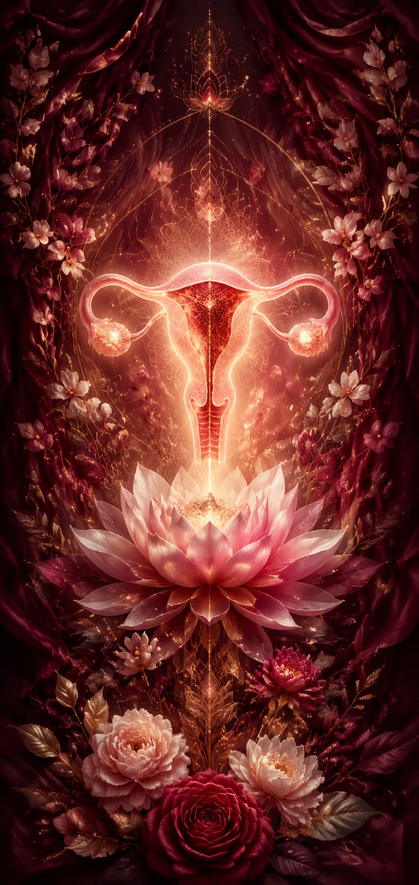 Sacred feminine womb and lotus artwork